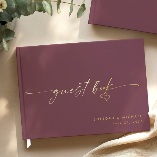 Modern Minimalist Wine Script Wedding Gästebuch