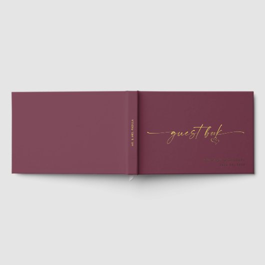 Modern Minimalist Wine Script Wedding Gästebuch (Voll)