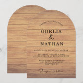 Modern Minimalist Wooden Texture Wedding Einladung (Vorne/Hinten)