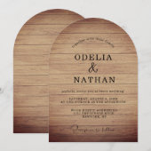 Modern Minimalist Wooden Texture Wedding Einladung (Vorne/Hinten)