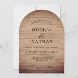 Modern Minimalist Wooden Texture Wedding Einladung