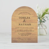 Modern Minimalist Wooden Texture Wedding Einladung (Stehend Vorderseite)