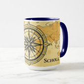 Modern Minimalist World Map Compass Travel Aesthet Tasse (VorderseiteRechts)