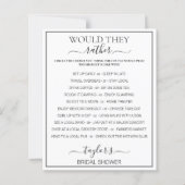 Modern Minimalist Would They Rather Bridal Shower  (Vorderseite)