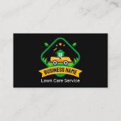 Modern Minimalist Yellow Green Lawn Mowing Logo Visitenkarte (Vorderseite)