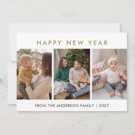 Modern minimaliste 5-Foto-Collage Neujahr Feiertagskarte