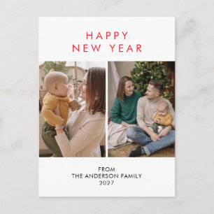 Modern minimaliste 5-Foto-Collage Neujahr Feiertagspostkarte