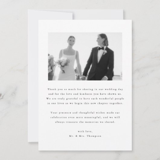 Modern Minimalistic 2-Photo Script Wedding Dankeskarte (Rückseite)