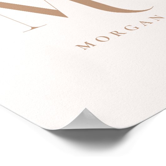 Modern Minimalistic Beige Custom Monogram Initial Poster (Ecke)