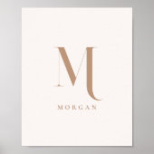 Modern Minimalistic Beige Custom Monogram Initial Poster (Vorne)