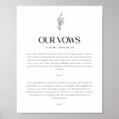 Modern Minimalistic Floral Custom Wedding Vows Poster (Vorne)