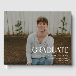 Modern Minimalistic Full Photo Graduation Party Gästebuch