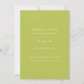 Modern Minimalistic Photo Lime Green Wedding Save The Date (Rückseite)