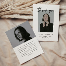 Modern Minimalistic Script 2-Photo Graduation Dankeskarte