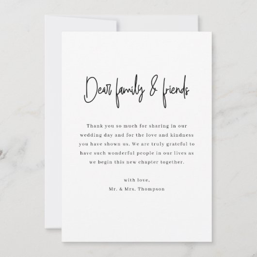 Modern Minimalistic Script Full Photo Wedding Dankeskarte (Rückseite)