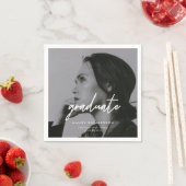 Modern Minimalistic Script Photo Graduation Party Serviette (Beispiel)