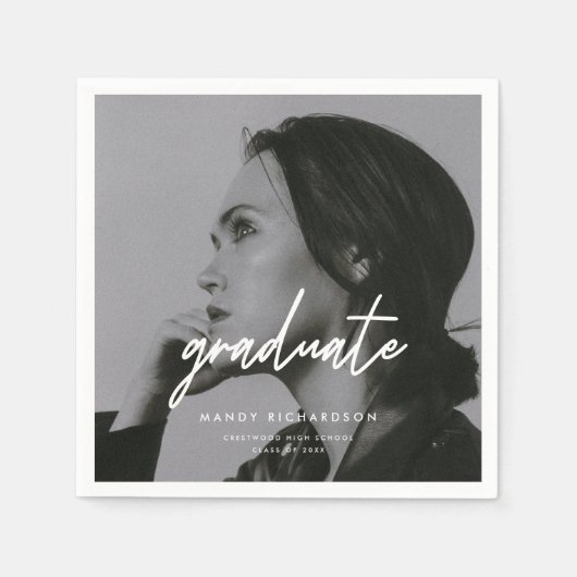 Modern Minimalistic Script Photo Graduation Party Serviette (Vorderseite)