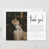 Modern Minimalistic Script Wedding Photo Dankeskarte (Vorderseite)