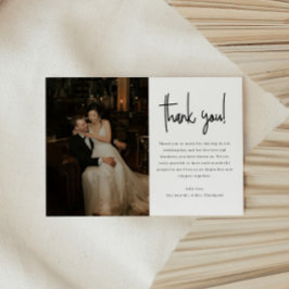 Modern Minimalistic Script Wedding Photo Dankeskarte