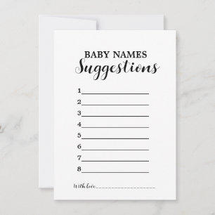 MOdern Minimalistisch Baby SUggetions Spielkarte Einladung