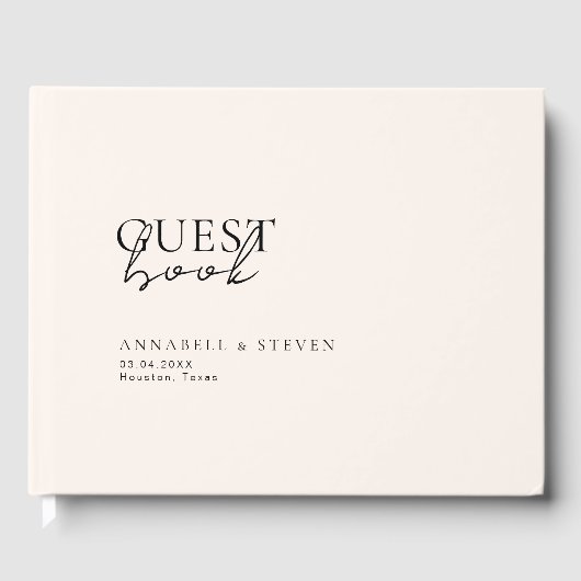Modern, minimalistisch, beige, Hochzeit Gästebuch (Vorderseite)