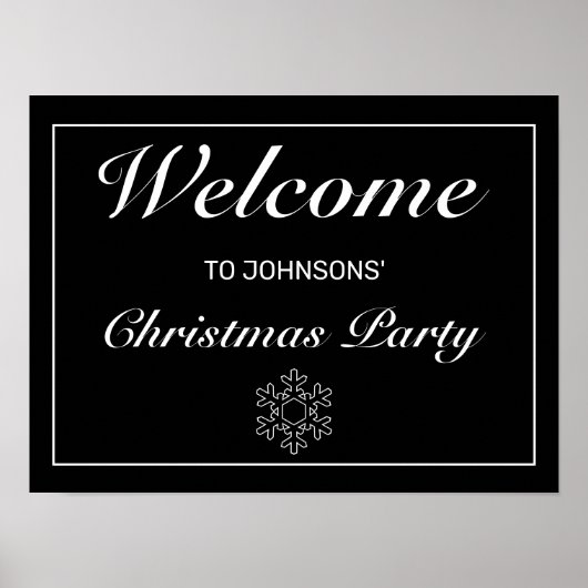 Modern Minimalistisch Black Christmas Welcome Sign Poster (Vorne)