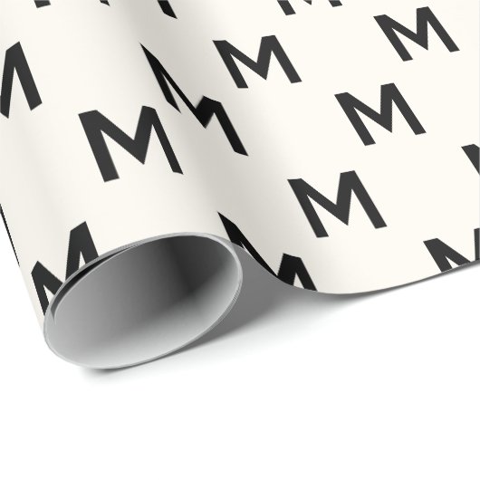 Modern Minimalistisch Black Custom Monogram Muster Geschenkpapier (Rolleneckpunkt)