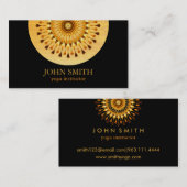 Modern Minimalistisch Black Gold Lotus Yoga Instru Visitenkarte (Vorne/Hinten)