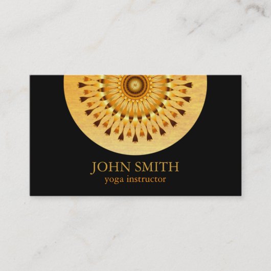 Modern Minimalistisch Black Gold Lotus Yoga Instru Visitenkarte (Vorderseite)