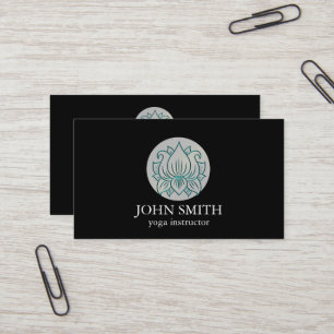 Modern Minimalistisch Black Lotus Yoga Instructor Visitenkarte