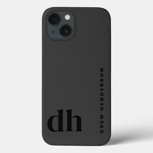 Modern Minimalistisch Black Monogram Case-Mate iPhone Hülle (Rückseite)