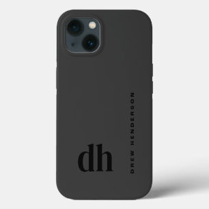 Modern Minimalistisch Black Monogram iPhone 13 Hülle