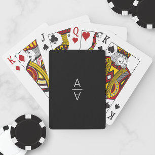 Modern Minimalistisch Black Personalisiert Monogra Spielkarten