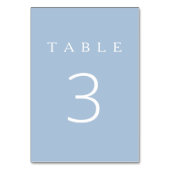 Modern Minimalistisch Blau Tischnummer (Vorderseite)