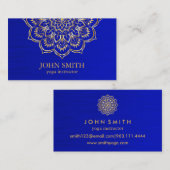 Modern Minimalistisch Blue Gold Lotus Yoga Instruc Visitenkarte (Vorne/Hinten)