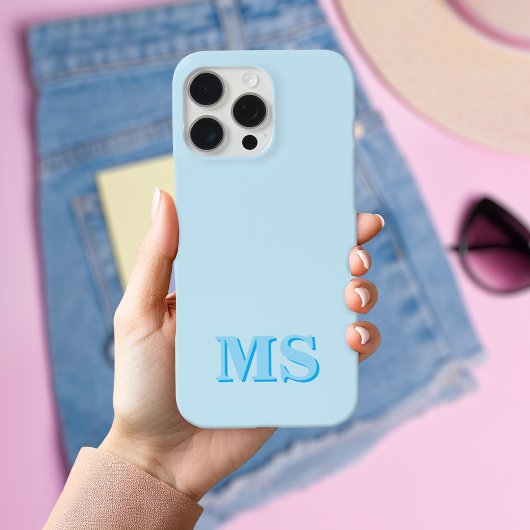 Modern Minimalistisch Blue Initial Monogram Case-Mate iPhone Hülle
