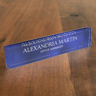 Modern Minimalistisch Blue Job Name Namensplakette