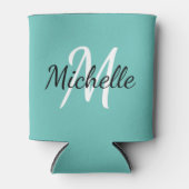 Modern Minimalistisch Blue Monogram Name Dosenkühler (Vorderseite)
