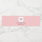 Modern Minimalistisch Blush Pink Benutzerdefiniert Wasserflaschenetikett (Einzelnes Label)