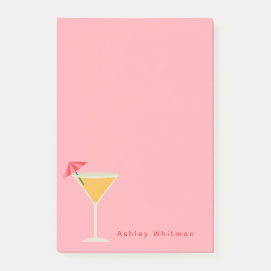 Modern Minimalistisch Blush Pink Fun Margarita Post-it Klebezettel (Vorderseite)
