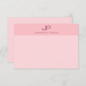 Modern Minimalistisch Blush Pink Monogram Template Mitteilungskarte (Vorne/Hinten)