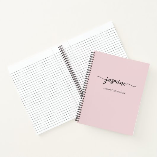 Modern Minimalistisch Blush Pink Script Monogram N Notizblock (Innenseite)