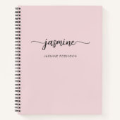 Modern Minimalistisch Blush Pink Script Monogram N Notizblock (Vorderseite)