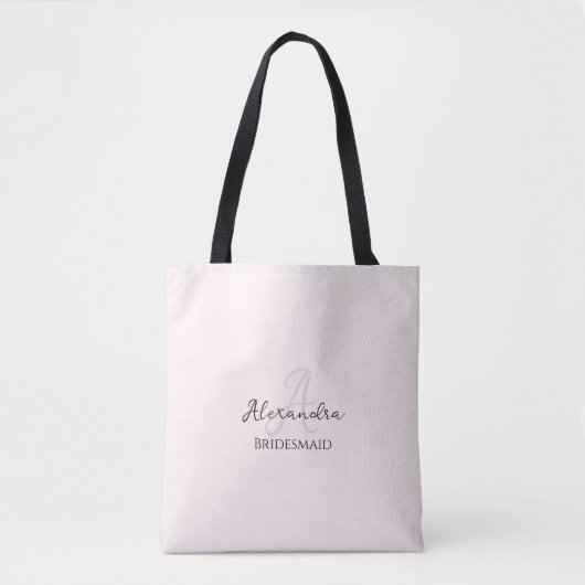 Modern Minimalistisch Blütenrosa Monogram Bridesma Tasche (Vorderseite)