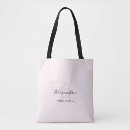 Modern Minimalistisch Blütenrosa Monogram Bridesma Tasche