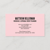 Modern Minimalistisch Blütenrosa Monogramm Visitenkarte (Rückseite)