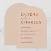 Modern Minimalistisch Boho Terracotta auf dem Mont Einladung (Vorne/Hinten)