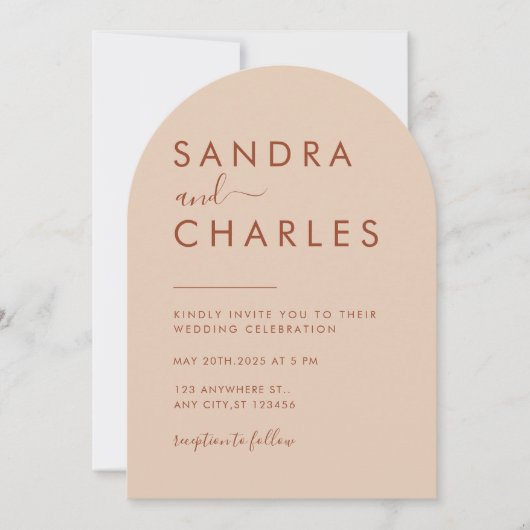 Modern Minimalistisch Boho Terracotta auf dem Mont Einladung (Vorderseite)