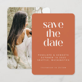 Modern Minimalistisch Boho Terracotta Einfaches Fo Save The Date