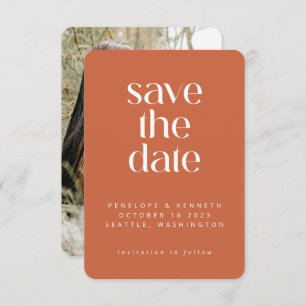 Modern Minimalistisch Boho Terracotta Einfaches Fo Save The Date